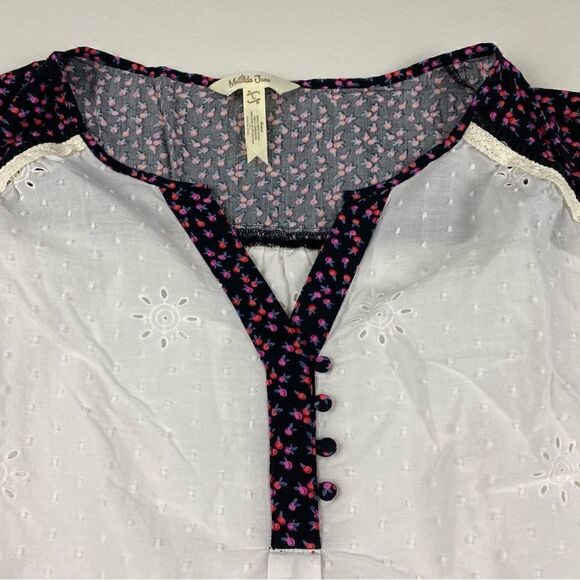 Matilda Jane Eyelet Snow Globe Peasant Tunic Floral Blouse Large - Picture 4 of 6